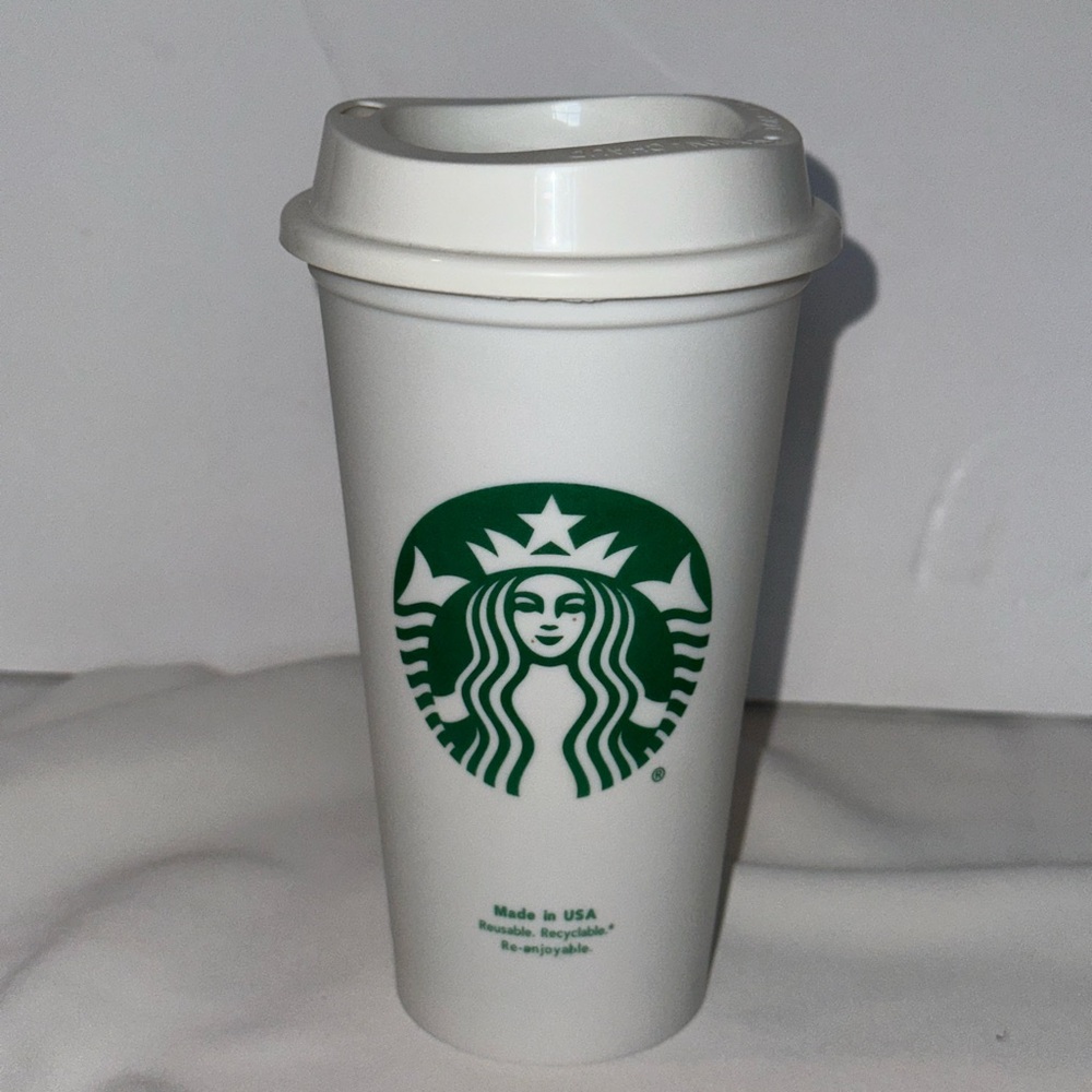 Starbucks Eco-Friendly White Cup with Green Logo
